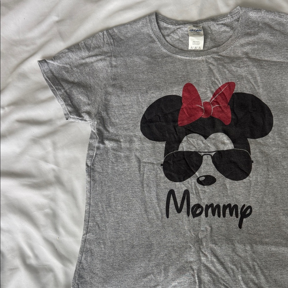 Gildan Gray T-Shirt with Cartoon Mouse Design